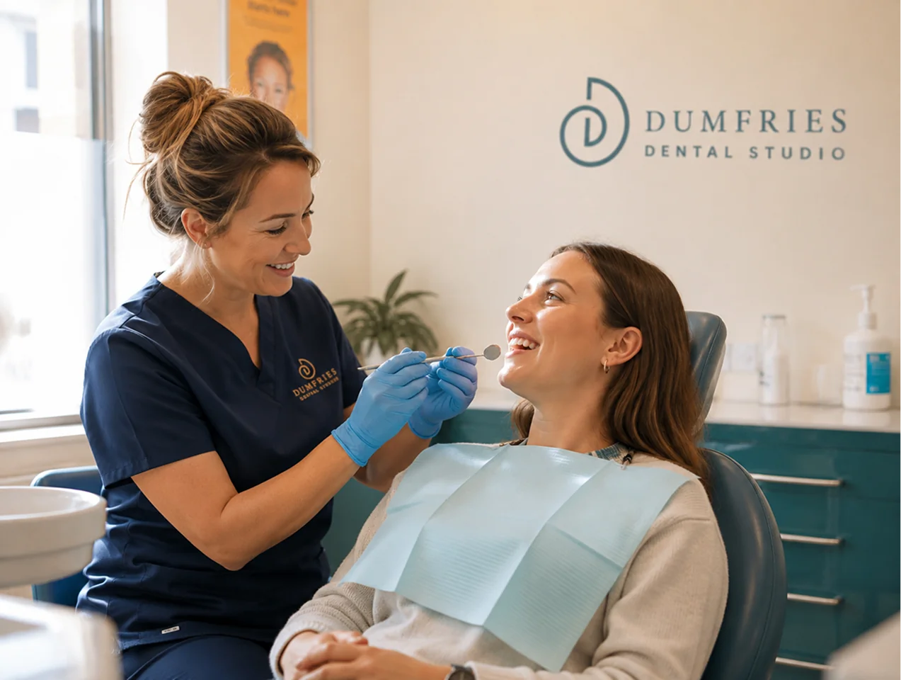 Dentist carrying out a routine dental examination